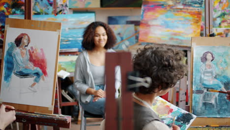art students in a painting class