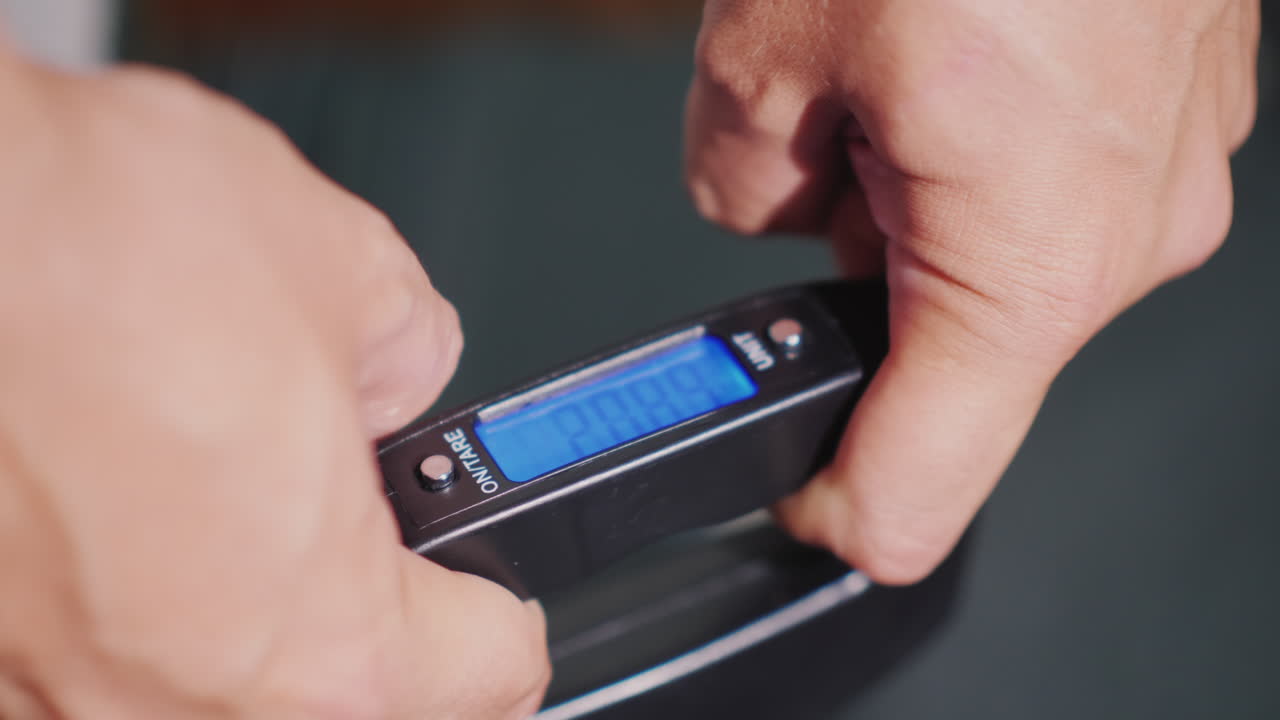 Man Weighs His Suitcase Before Traveling By Plane