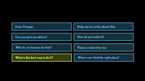 Animation of ai chat and ai data processing over black background