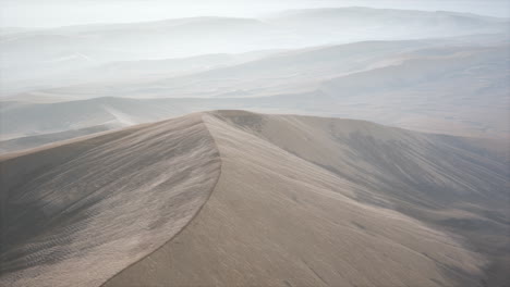 dunas de arena roja del desierto en la niebla