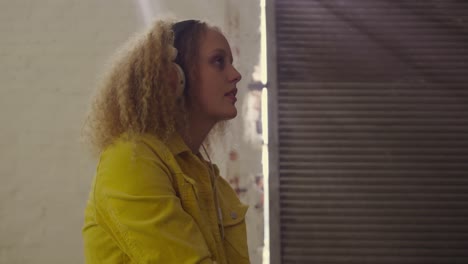 fashionable young woman in an abandoned warehouse