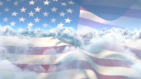 flag of the united states waving against sky and clouds 4k
