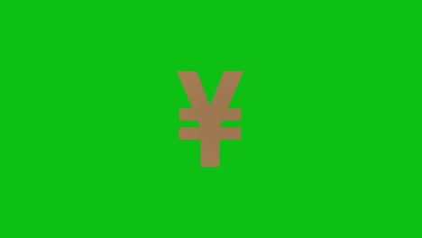 golden japanese yen sign isolated on green screen