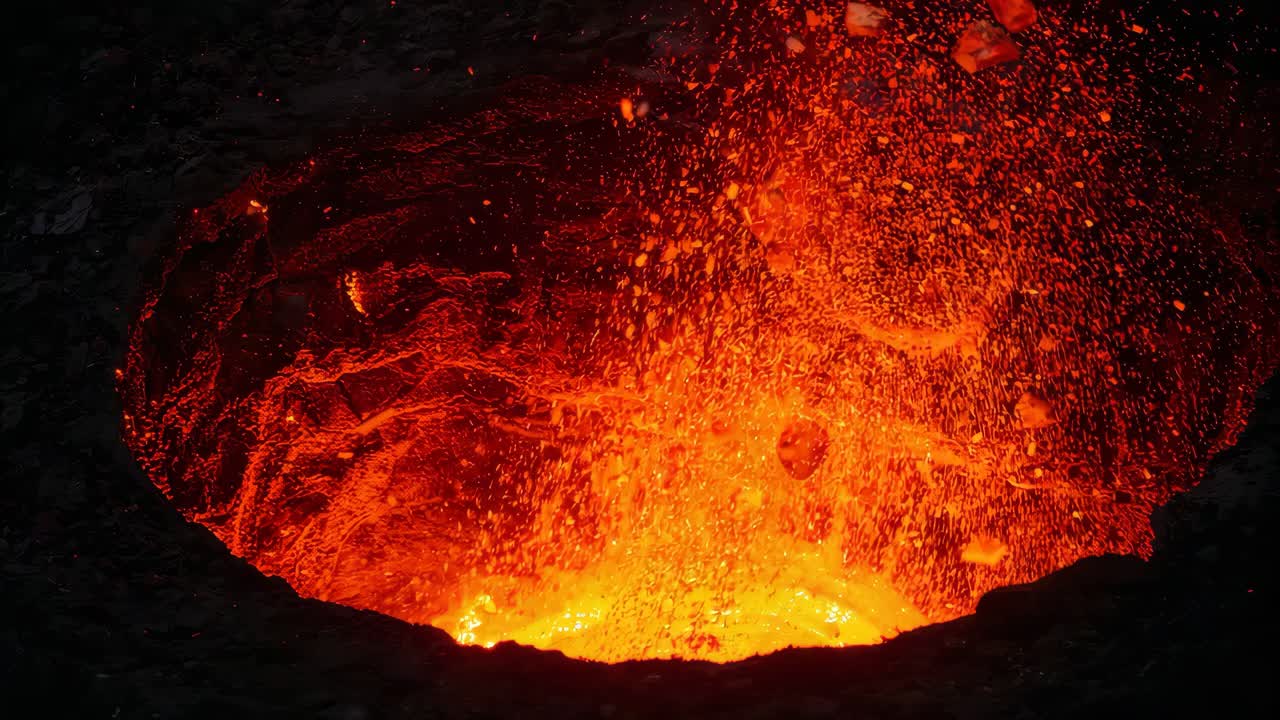 Cratere vulcanico di lava fusa