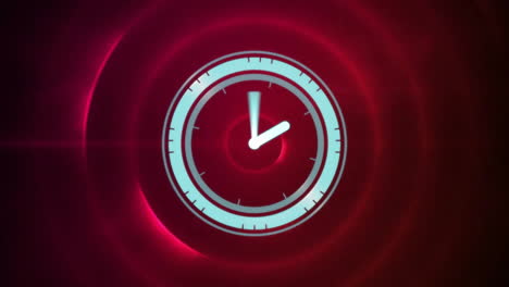 animation of clock moving fast over glowing pink flickering circles