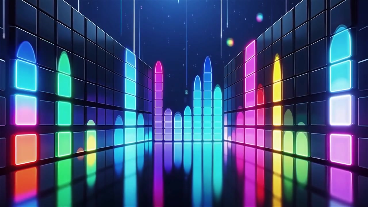 Futuristic Rainbow Neon Music Equalizer Visualizer Background
