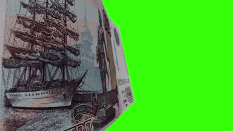 russian ruble banknotes with green screen background