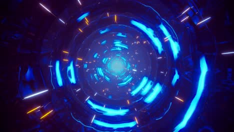 flying through a fantasy tunnel with flowing blue neon light. infinitely looped animation.