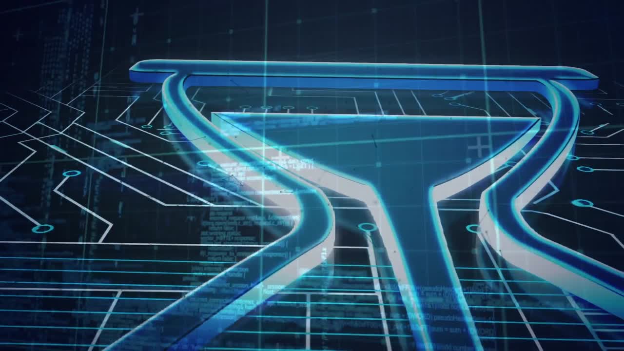 블랙 배경 위의 연결 네트워크와 데이터 처리의 애니메이션