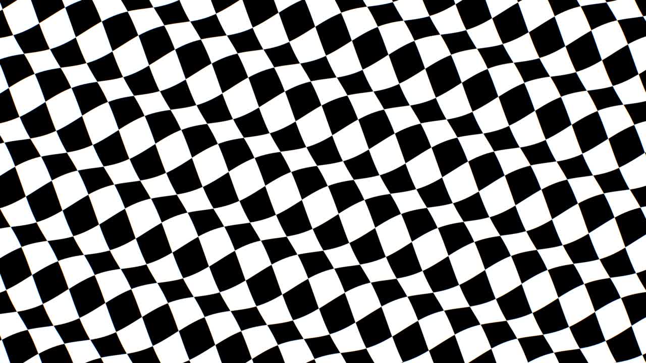 Hypnotic Black and White Checkerboard Tiles Wave Optical Illusion - 4K Seamless VJ Loop Motion Background Animation
