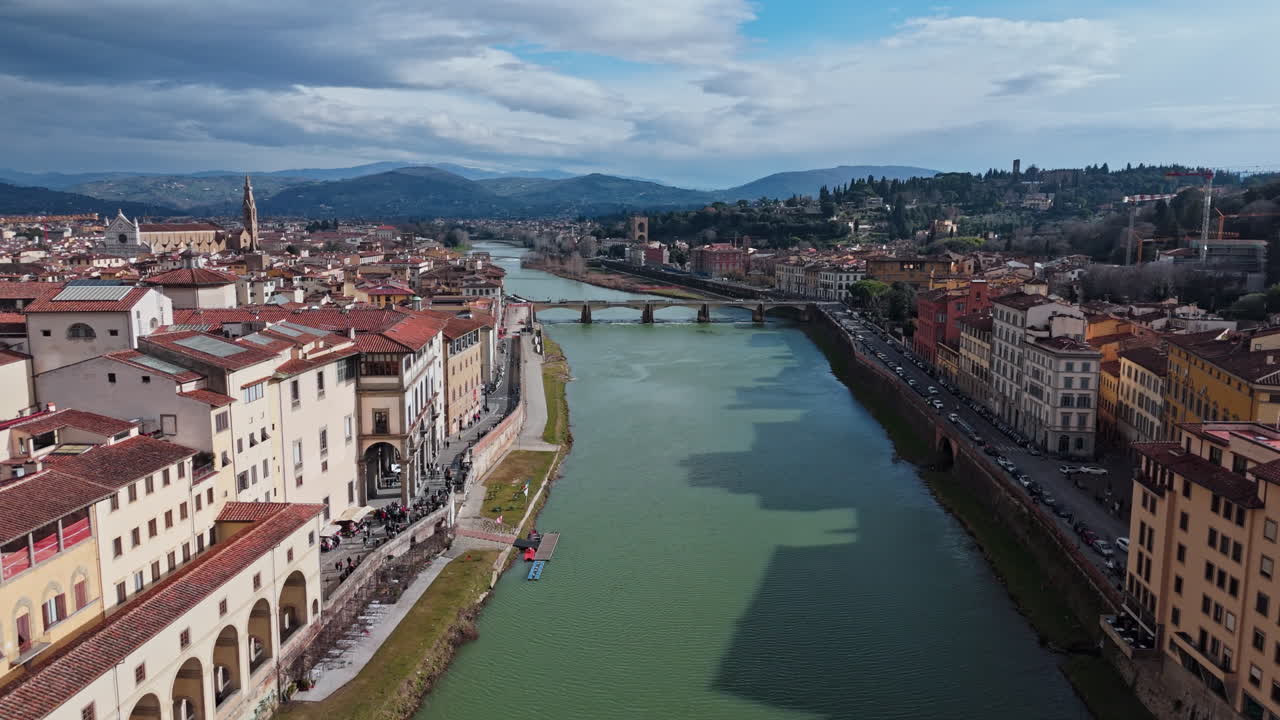 Florence, italy, featuring the arno river and historic architecture, aerial view