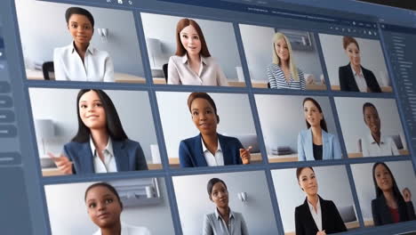 diverse business women in a video conference call