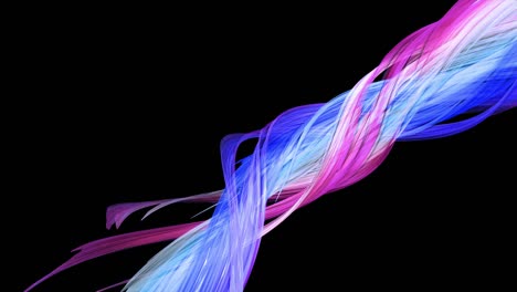 abstract multicolored transparent ribbons move around on a black background. motion graphics 3d looped background with red blue ribbons. luma matte as alpha channel. 37