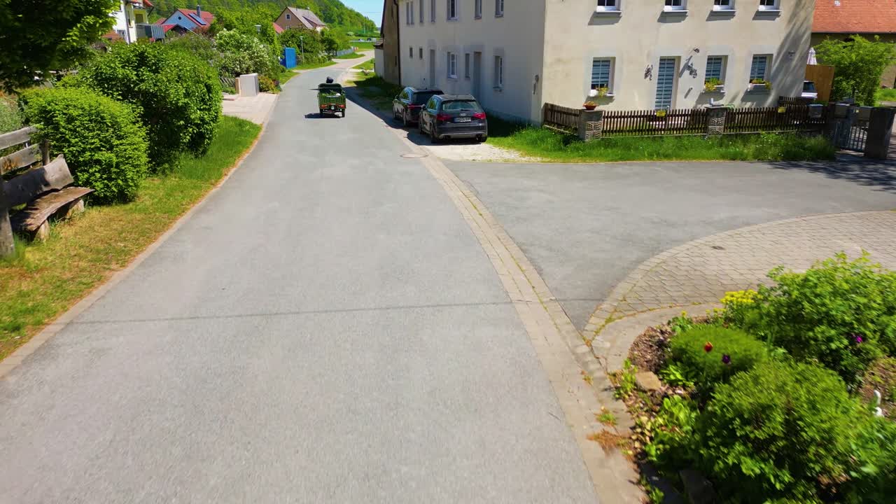 4K Aerial Drone Video of Farming Fields and Farmhouses in the Village of Sachsen near Ansbach, Germany