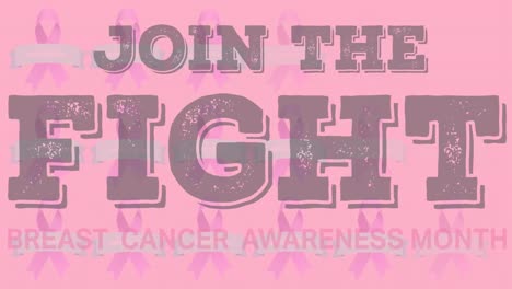 animation of breast cancer awareness text over pink breast cancer ribbons