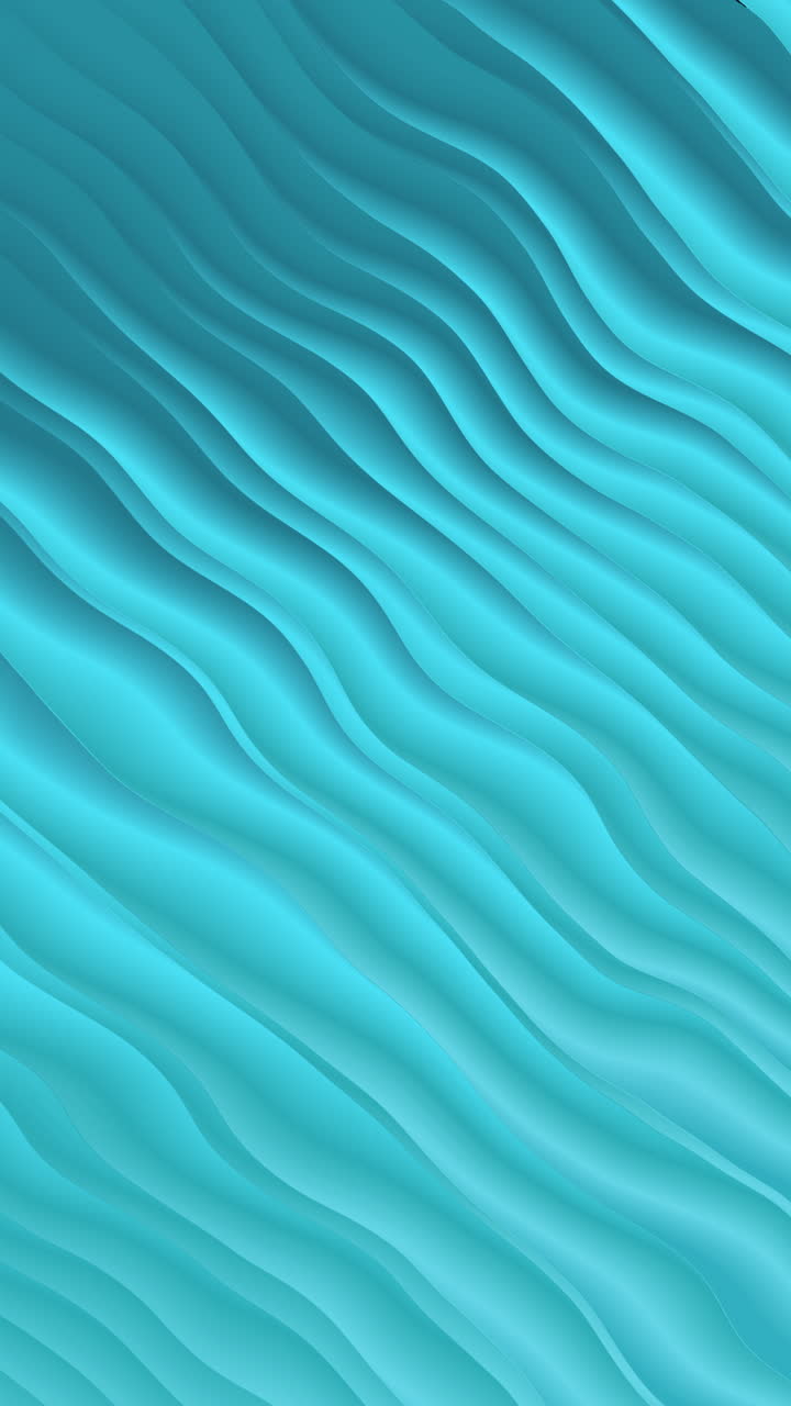 Blue curves and the waves of the sea range from soft to dark background pattern. Loop nature abstract sea animation. Vertical video.