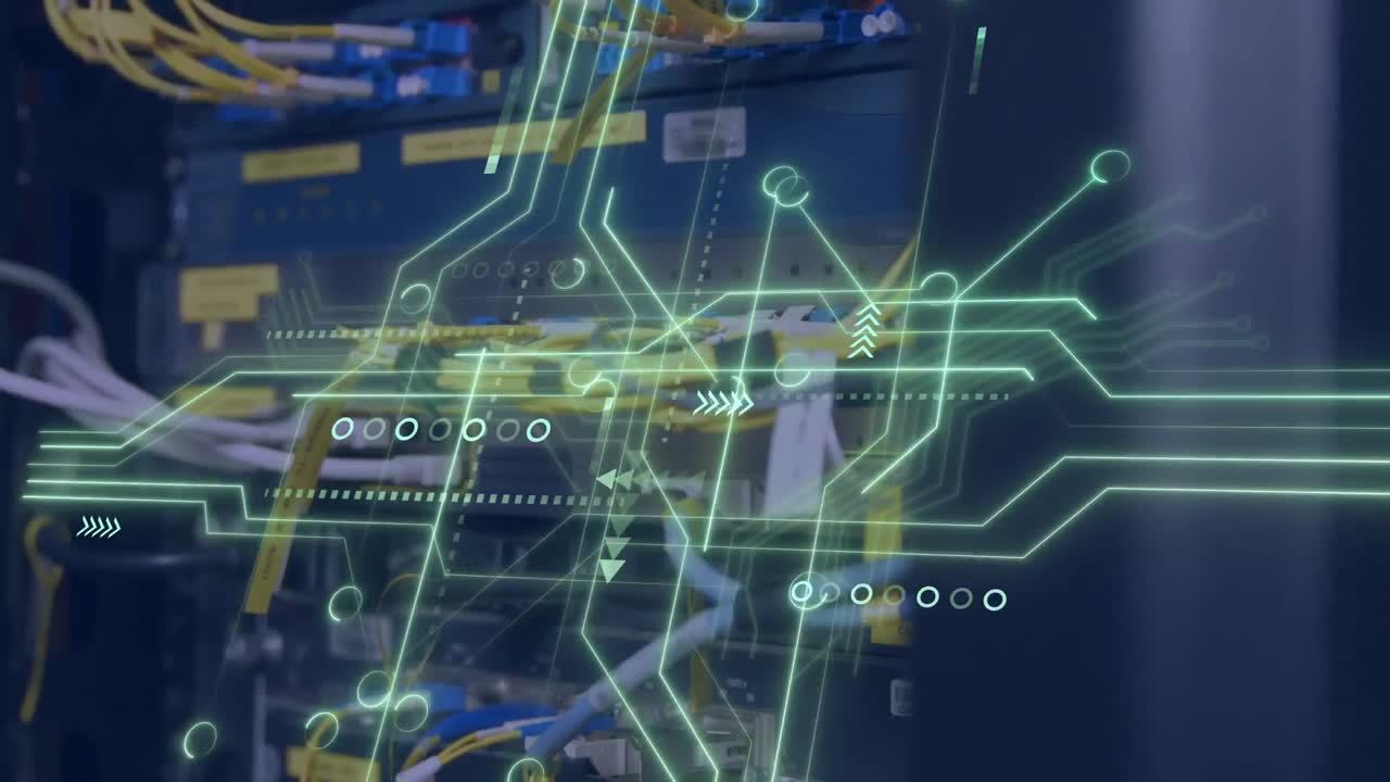 animación del procesamiento de datos a través de un servidor informático