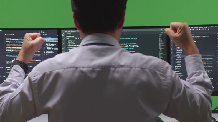 Programmer working on code