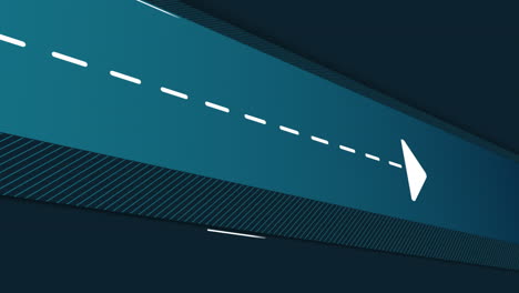 animation of white dashed line arrow on green stripe pointing downwards