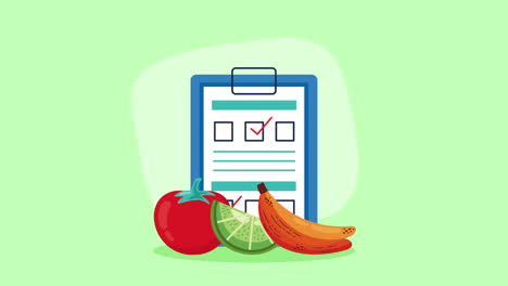 healthy eating checklist with fruits and vegetables