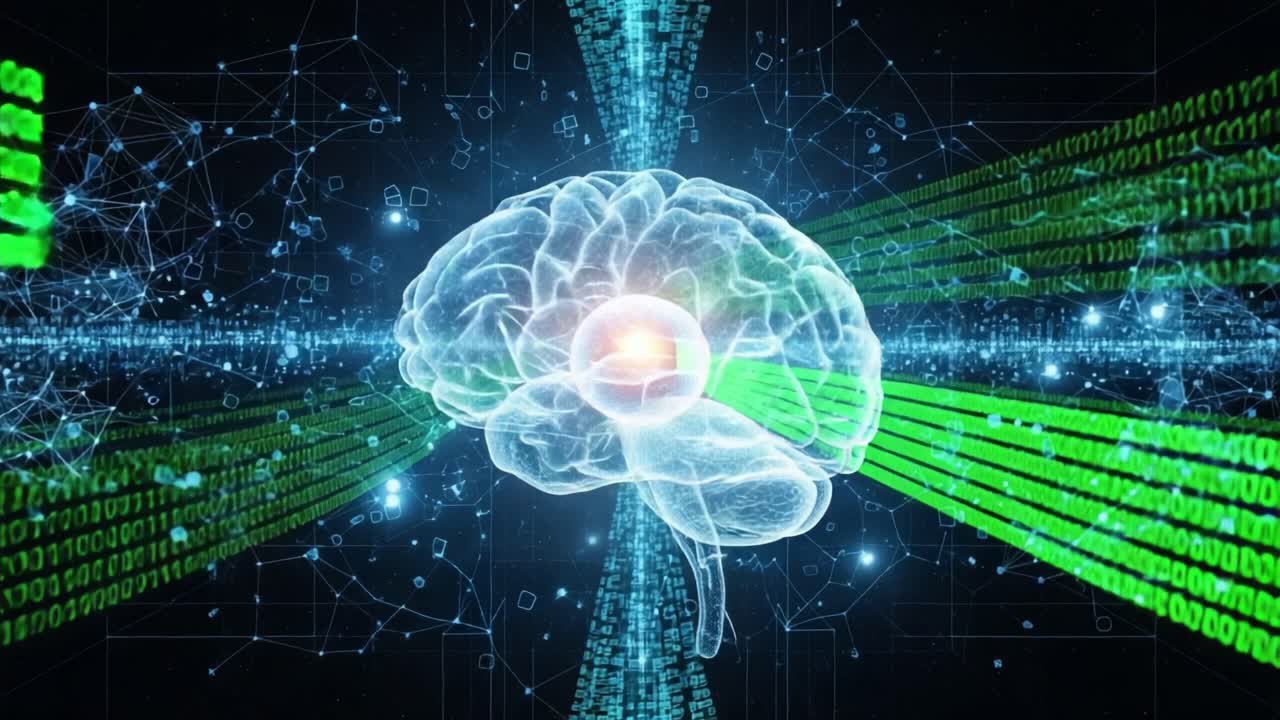A Visualization of Cognitive Processing: Exploring the Intersection of Brain Activity and Digital Data Representation in a Futuristic Concept