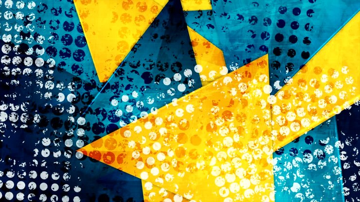 Blue orange geometric polygonal grunge video animation