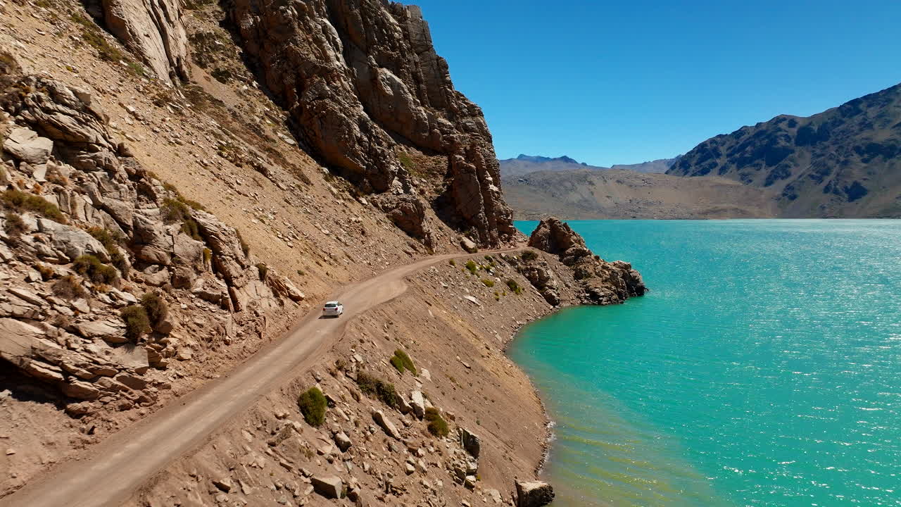 Aerial, Adventure Travel, Mountain Pass Journey, Embalse El Yeso Reservior