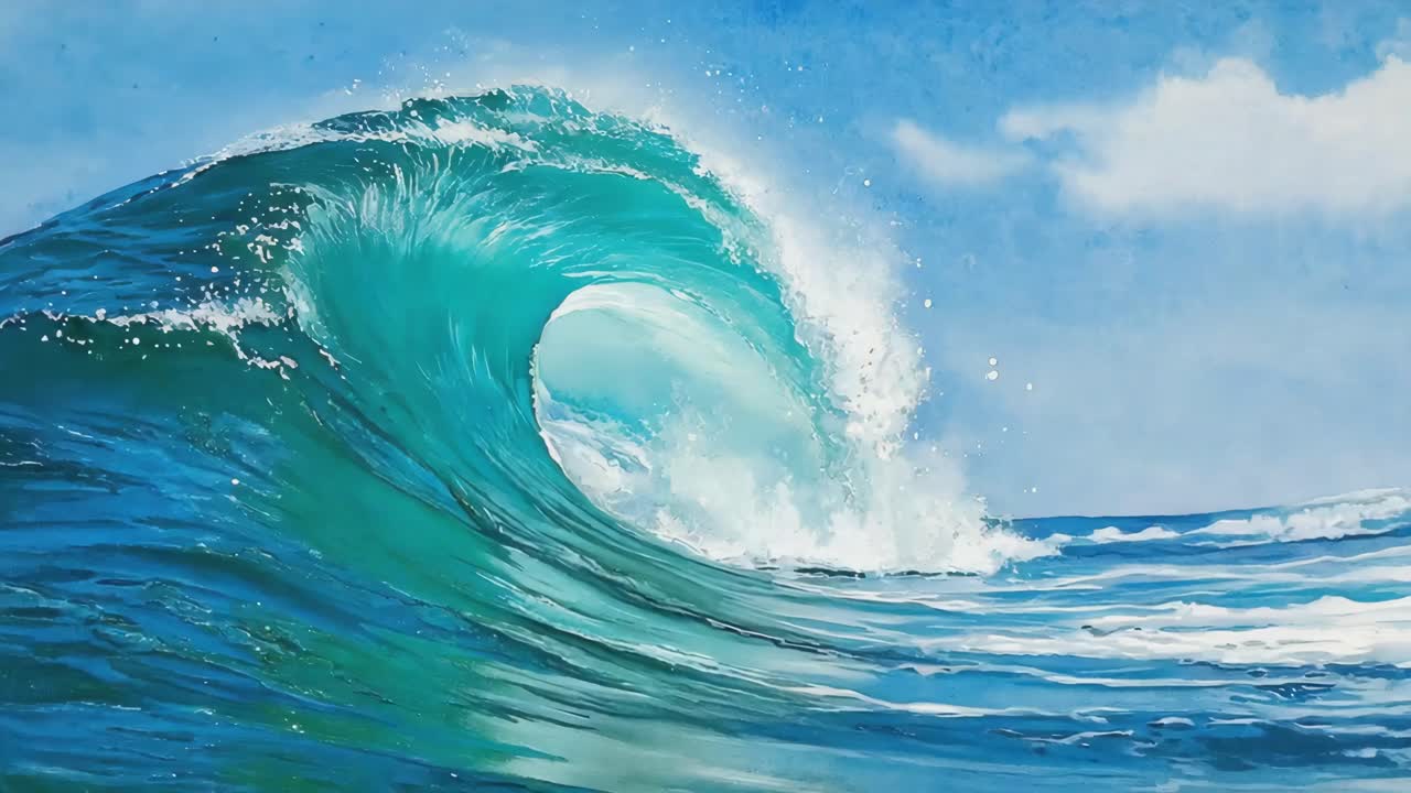 Powerful Blue Ocean Wave