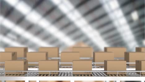 Animation-of-cardboard-boxes-on-conveyor-belts-in-warehouse