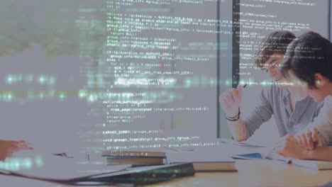 animación del procesamiento de datos sobre diversos estudiantes que estudian juntos
