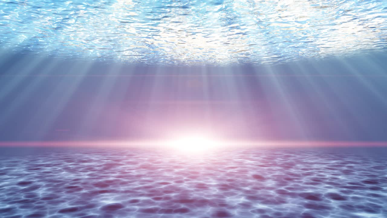 물속을 통과하는 빛의 광선과 함께 조용한 수중 애니메이션 장면