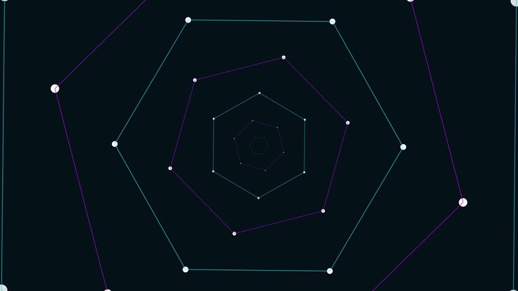 Abstract Geometric Hexagon Tunnel Animation with Rotating Nodes