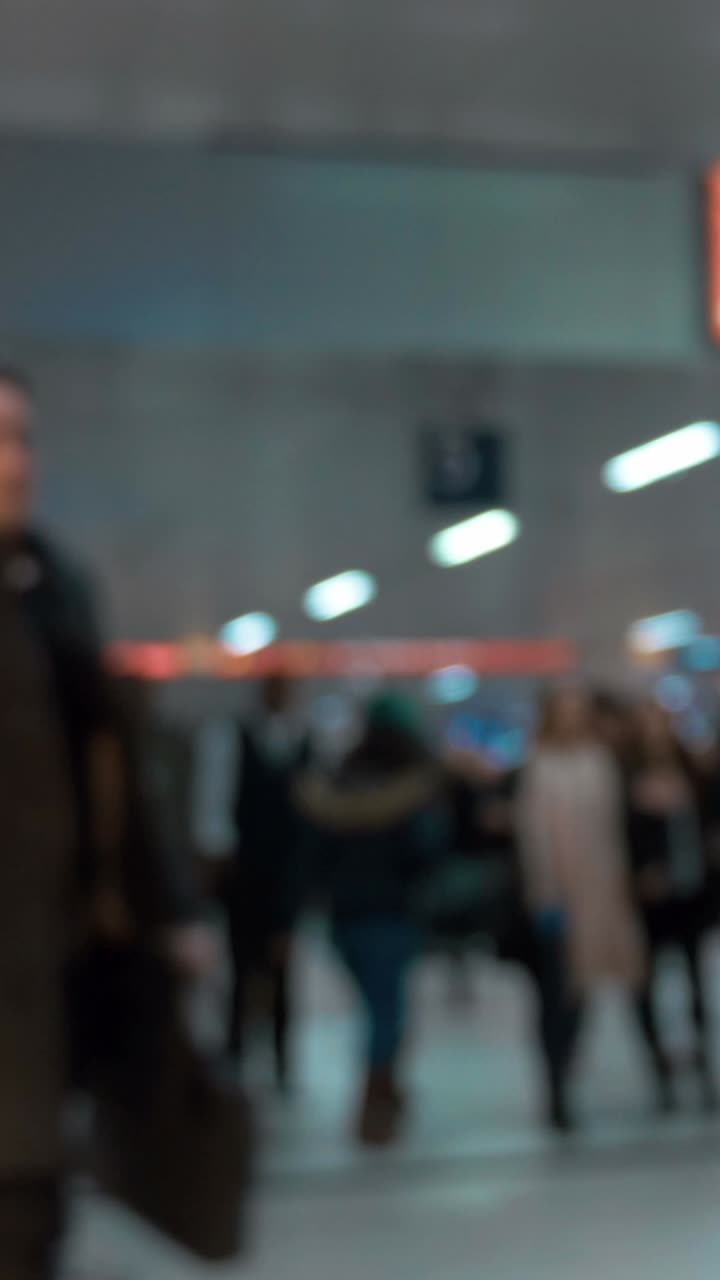 Blurred View of People in a Train Station