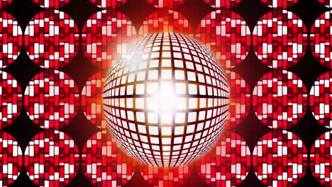 animación de bola de discoteca y luces sobre un fondo colorido