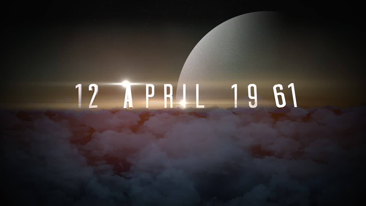 12 de abril de 1961 con el planeta y las nubes oscuras azules en la galaxia