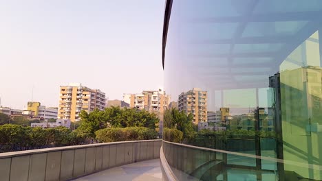 mirror reflection of building from unique perspective at evening video is taken at buddha park patna bihar india on apr 15 2022