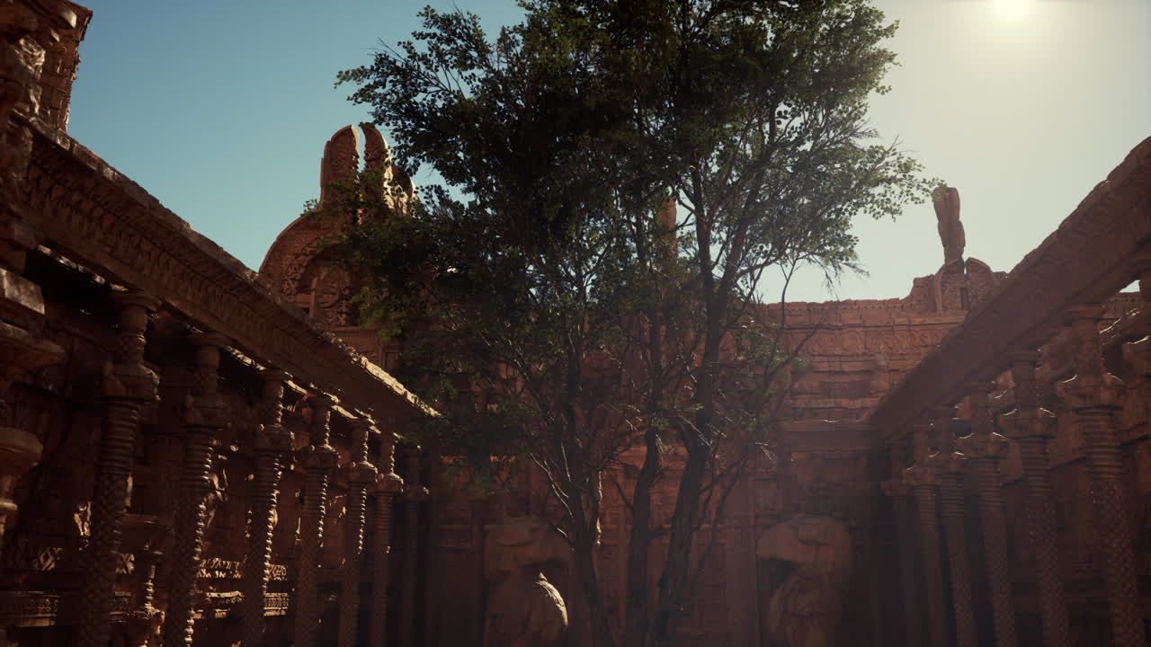 un viejo edificio con un árbol en el medio