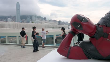 giant deadpool statue in hong kong