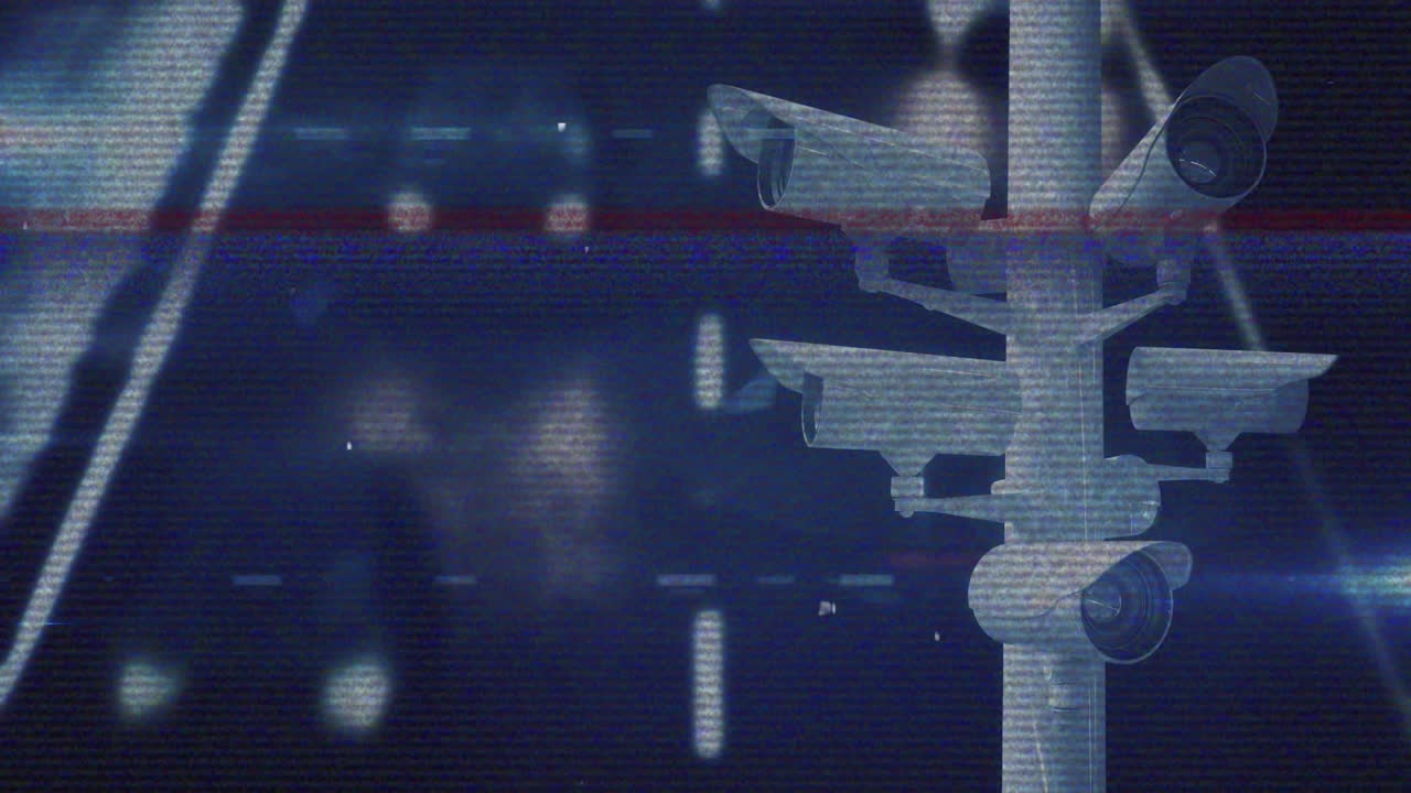 animación de una cámara de vigilancia con la carretera en el fondo