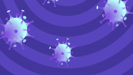 animación de las células de covid 19 que caen sobre una espiral púrpura