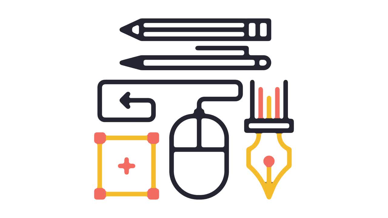 Graphic Design Software Line Icon Animation