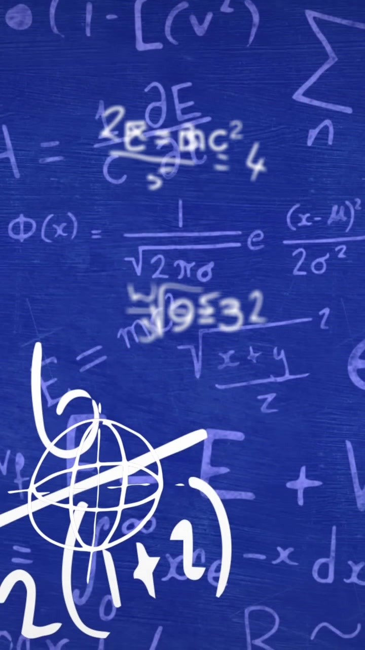 Animazione di elaborazione dati matematici su sfondo blu