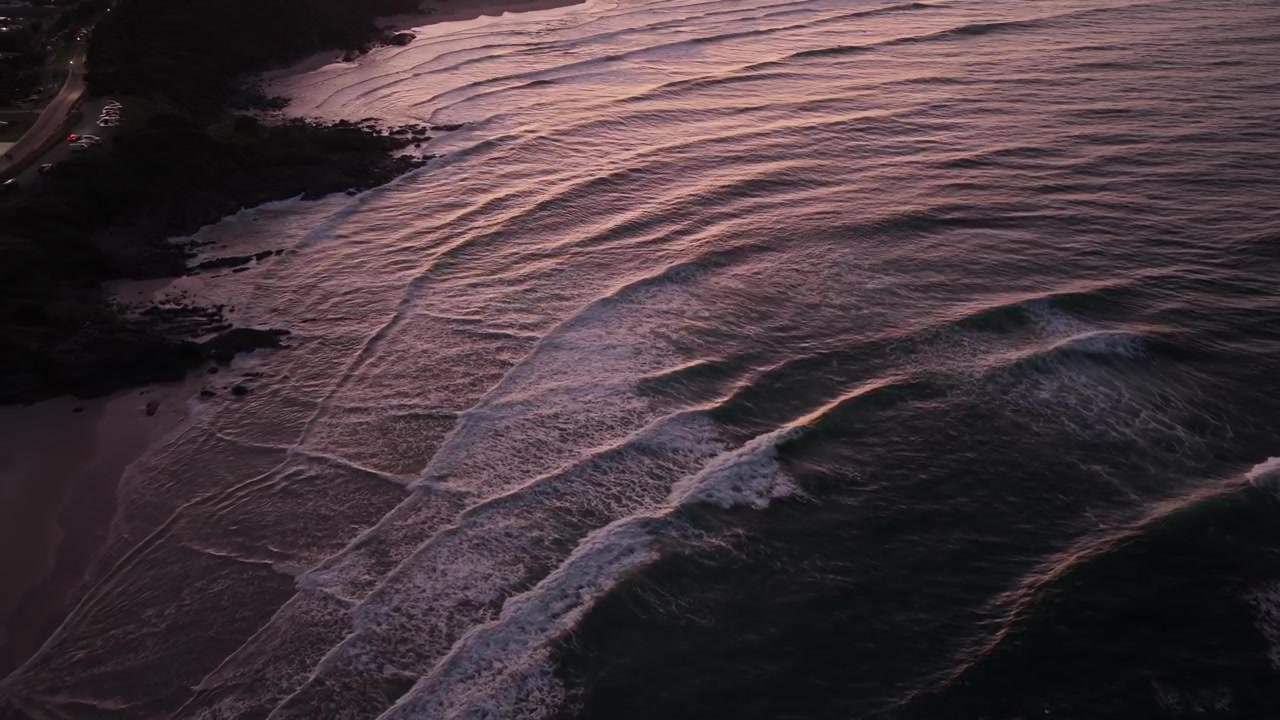 Rolling Waves At Cabarita Beach During Dusk In New South Wales, Australia - Drone Shot