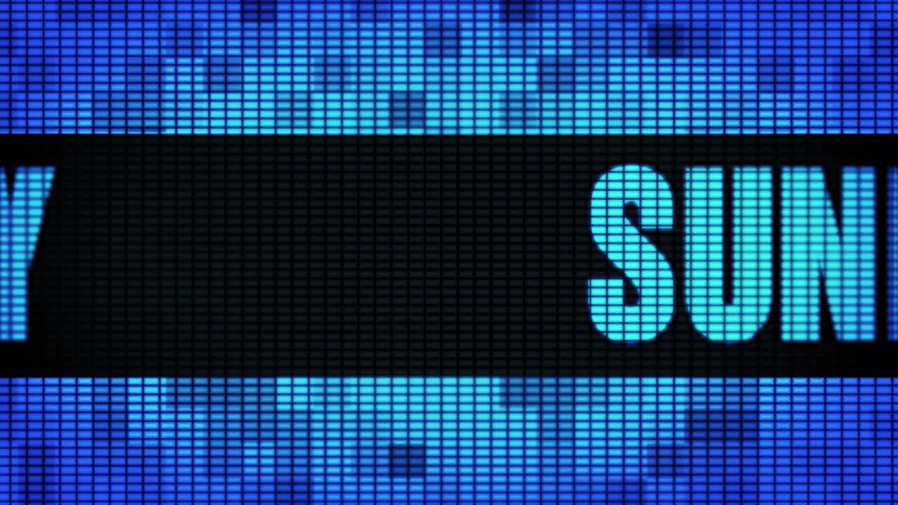 Sunday displayed on a digital screen
