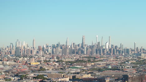 aerial view of the new york city skyline. shot on an autumn morning in brooklyn.