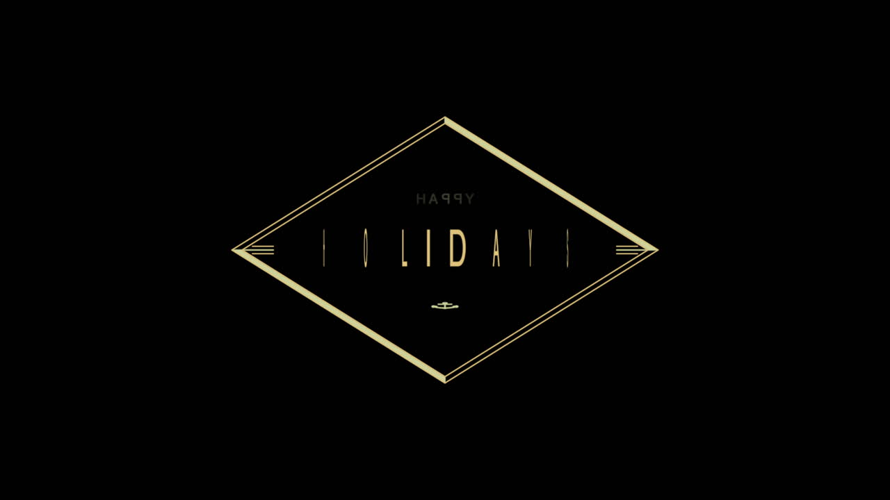 검은색 그라데이션에 금색 프레임으로 행복한 휴일