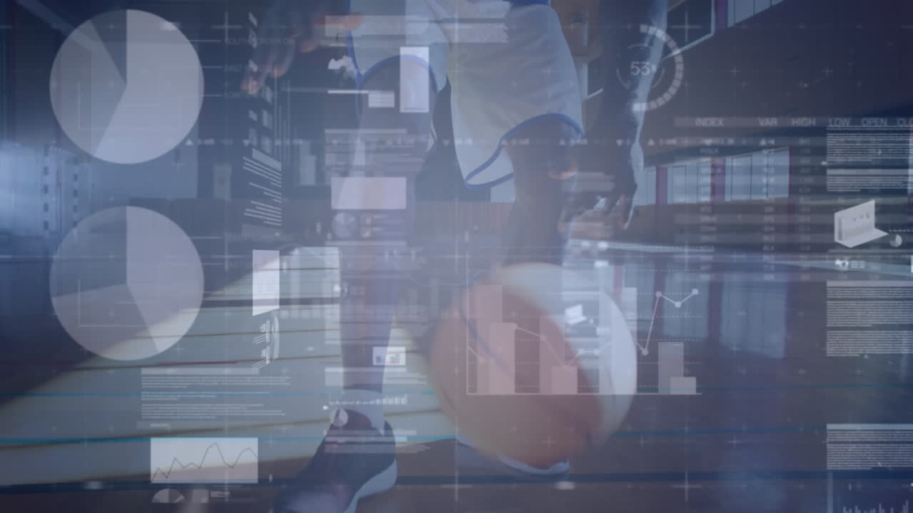 Animation of statistics and data processing over basketball player