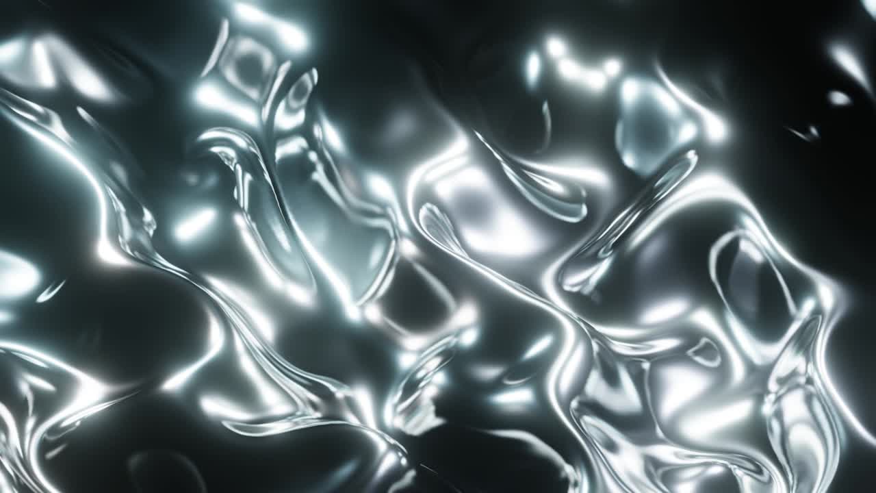 Abstract silvery fluid mercury or liquid metal surface wave flow with reflections