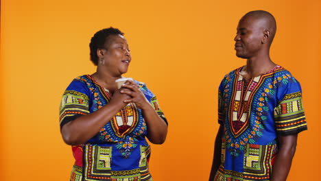 african american couple enjoying smell on fresh coffee