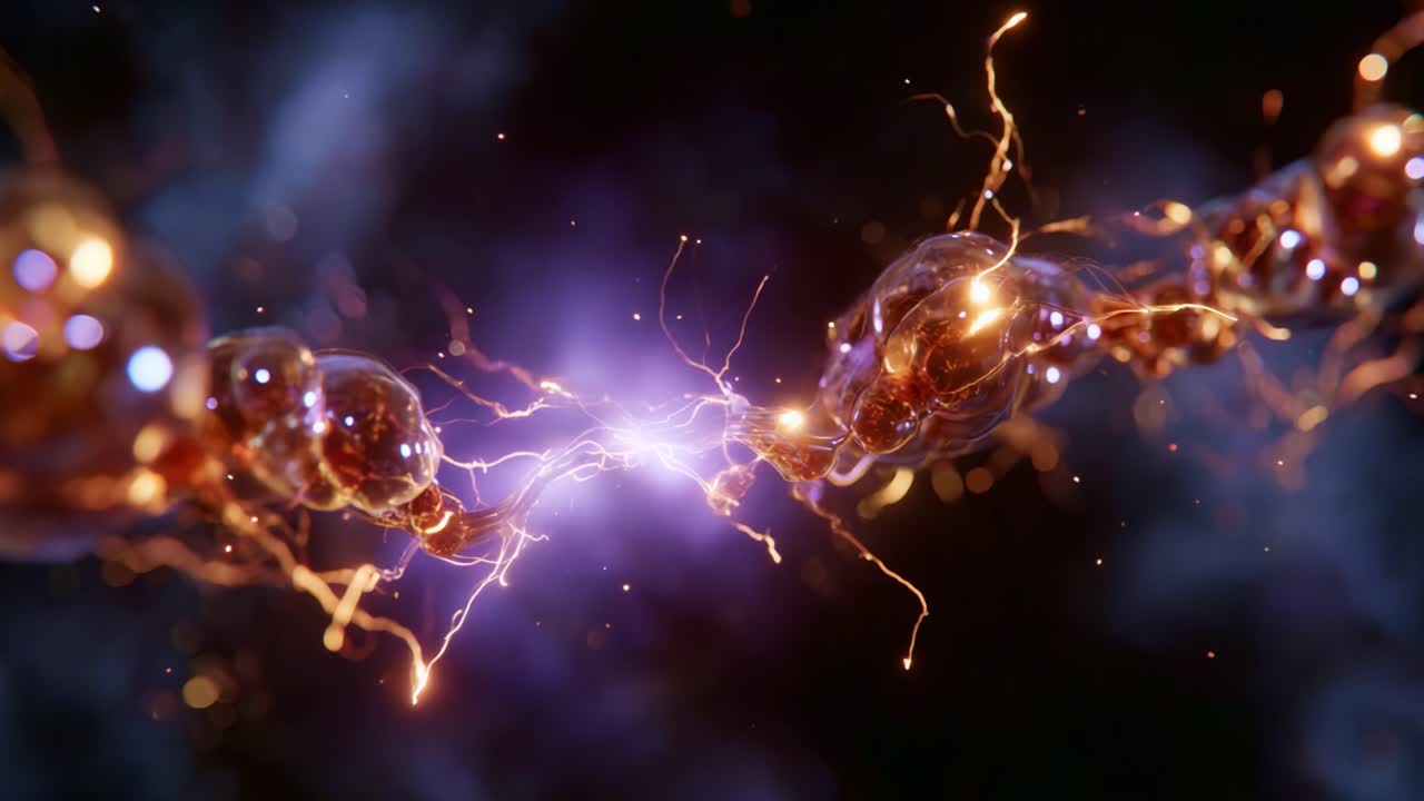 Illuminating Connections: A Stunning Visualization of Neural Activity with Electric Pulses Flowing Through Glowing Neurons in a Hypnotic, Abstract Setting